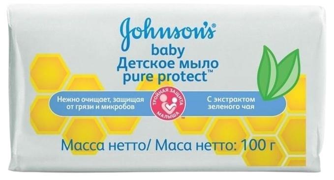 Мыло детское Johnson's Baby Pure Protect с экстрактом зеленого чая, 100 г