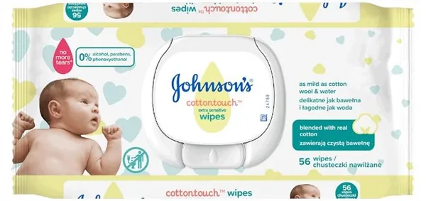 Серветки вологі Johnson's Baby Ніжність бавовни дитячі, 56 шт