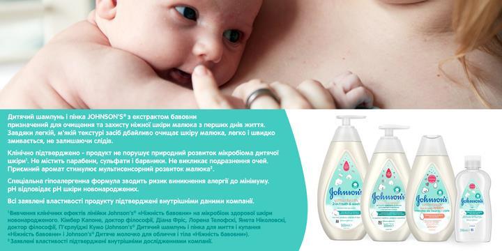 Пенка-шампунь для мытья и купания Johnson's Baby Нежность хлопка детская, 300 мл
