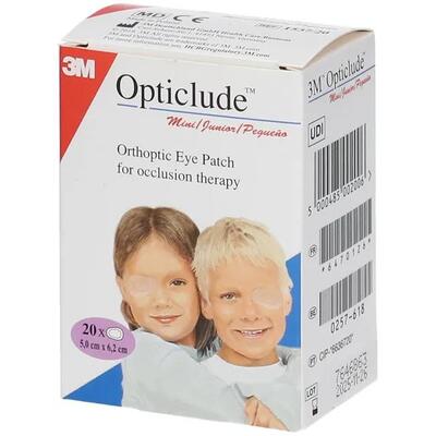 Пластир медичний Opticlude Mini для очей, неткана основа, бежевий, розмір 5,0 x 6,2 см, 20 штук