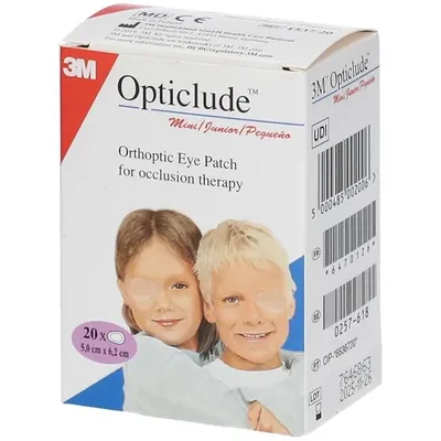 Пластир медичний Opticlude Mini для очей, неткана основа, бежевий, розмір 5,0 x 6,2 см, 20 штук
