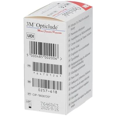 Пластир медичний Opticlude Mini для очей, неткана основа, бежевий, розмір 5,0 x 6,2 см, 20 штук
