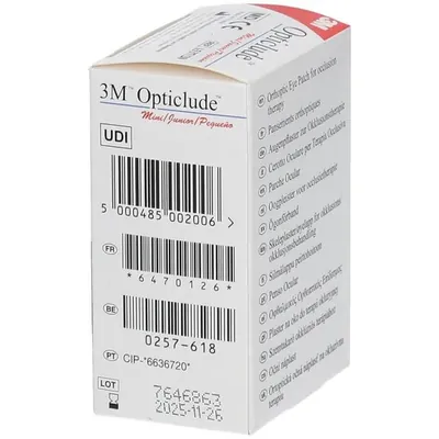 Пластир медичний Opticlude Mini для очей, неткана основа, бежевий, розмір 5,0 x 6,2 см, 20 штук