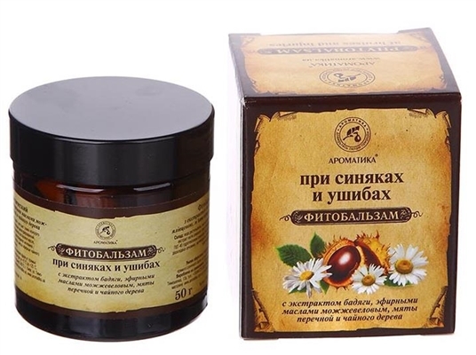 Фитобальзам Ароматика при синяках и ушибах, с экстрактом бадяги, эфирными маслами можжевелового и чайного дерева, 50 г