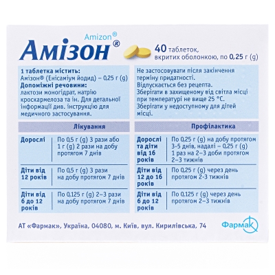 Амизон таблетки, п/о по 0.25 г №40 (20х2)