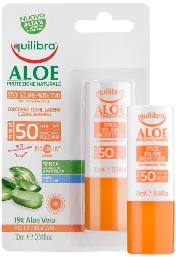 Стик солнцезащитный для лица и тела Equilibra Алоэ SPF50+ чувствительные зоны, 10 мл