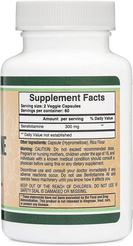 Бенфотиамин Double Wood Benfotiamin 300 mg, 120 капсул