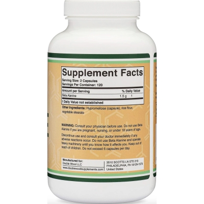 Бета-аланін Double Wood Beta Alanine 1500 mg, 240 капсул