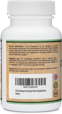 Бергамот Double Wood - Citrus Bergamot Extract 1000 mg, 60 капсул