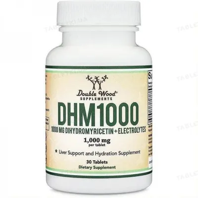 Дигідроміріцетин (ДГМ) + Електроліти Double Wood DHM 1000 mg + Electrolytes, 30 таблеток