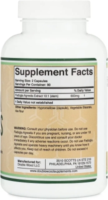 Фадогія Агрестіс Double Wood Fadogia Agrestis Extract 10:1 600 mg, 180 капсул
