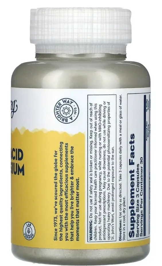 Яблучна кислота та Магній Solaray Malic Acid Magnesium капсули №90