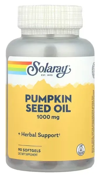 Гарбуза насіння олія Solaray Pumpkin Seed Oil 1000 мг гелеві капсули №90
