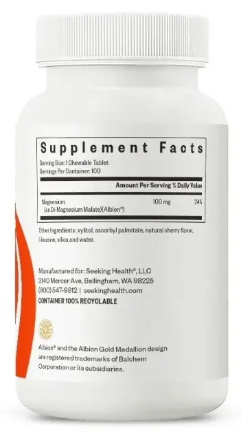 Магній малат Seeking Health Magnesium Malate 100 мг, 100 жувальних таблеток