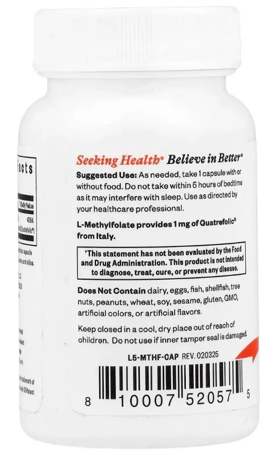 Метилфолат Seeking Health L-5-MTHF вег. капсули №60