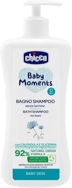 Шампунь для тіла та волосся дитячий Chicco Baby Moments Без сліз з екстрактом календули (10591.00), 500 мл