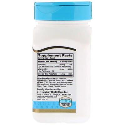 Цинк Плюс витамин С и В6 21st Century Zinc Plus Vit C&B6, 90 таблеток