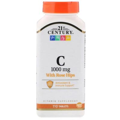 Витамин С с шиповником 21st Century Vitamin С with Rose Hips 1000 мг, 110 таблеток
