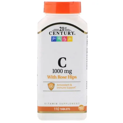 Вітамін С з шипшиною 21st Century Vitamin С with Rose Hips 1000 мг, 110 таблеток
