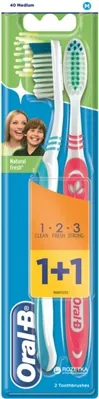 Набір зубних щіток 1+1 Oral-B 1-2-3 Natural Fresh, середньої  жорсткості, 2 шт