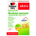 Доппельгерц актив Фолиевая кислота + Витамины В6+В12+С+Е таблетки №30 (10х3)
