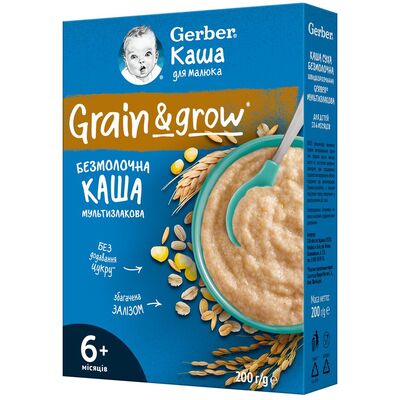 Каша безмолочная Gerber мультизлаковая для детей с 6 месяцев, 200 г