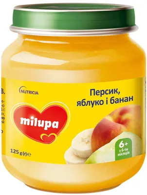 Пюре фруктове Milupa Персик, яблуко і банан для дітей з 6 місяців, 125 г