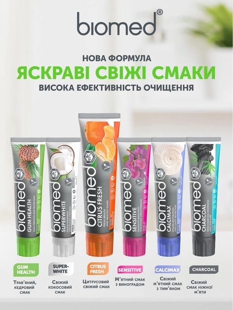 Зубная паста Biomed Citrus Fresh свежее дыхание и забота о деснах, 100 г