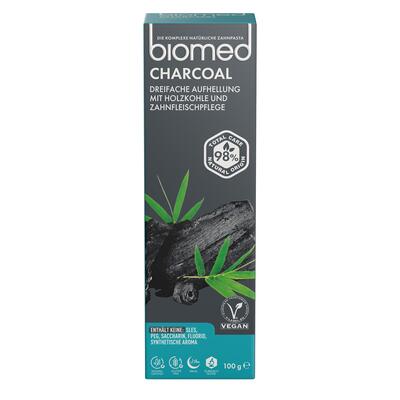Зубна паста Biomed Charcoal потрійна система відбілювання та догляд, 100 г