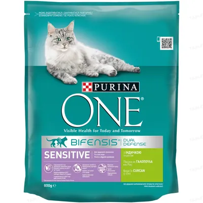 Корм сухий для кішок Purina One Sensitive з індичкою і рисом, 800 г