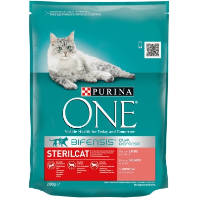 Корм сухой для кошек Purina One Steril Cat Salmon & Wheat, 200 г