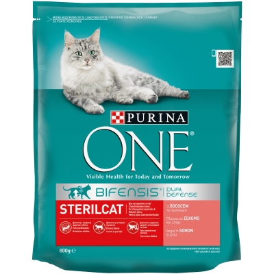Корм сухой для кошек Purina One Steril Cat Salmon & Wheat, 800 г