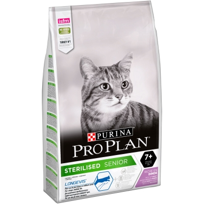 Корм сухий для стерилізованих кішок старше 7 років Purina Pro Plan Sterilised Senior з індичкою, 10 кг