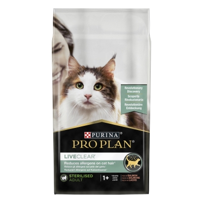 Корм сухой для стерилизованных котов Purina Pro Plan LiveClear для уменьшения аллергенов на шерсти с лососем, 1,4 кг