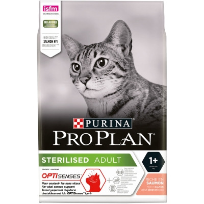 Корм сухой для стерилизованных котов Purina Pro Plan с лососем, 3 кг