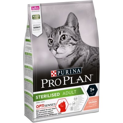 Корм сухой для стерилизованных котов Purina Pro Plan с лососем, 3 кг
