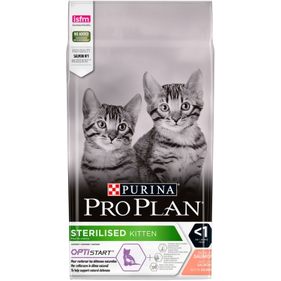 Корм сухой для стерилизованных котят Purina Pro Plan Sterilised до 12 месяцев с лососем, 1,5 кг