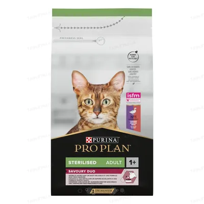 Корм сухий для стерилізованих кішок і кастрованих котів Purina Pro Plan Sterilised 1+ з качкою і печінкою, 1,5 кг