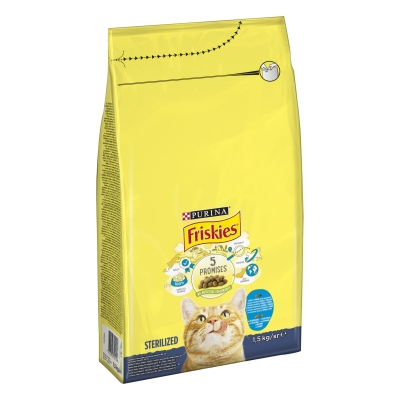 Корм сухой для стерилизованных кошек и котов Purina Friskies с лососем и овощами, 1,5 кг