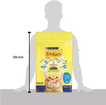 Корм сухой для стерилизованных кошек и котов Purina Friskies с лососем и овощами, 10 кг