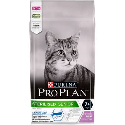 Корм сухой для стерилизованных кошек старше 7 лет Purina Pro Plan Sterilised Senior с индейкой, 1,5 кг