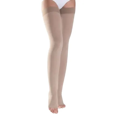 Панчохи компресійні Pani Teresa Classic CCL PT0406 клас компресії 1, відкритий носок, короткі, колір світло-бежевий, розмір S