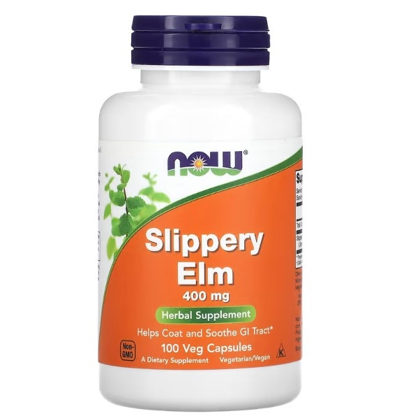 Красный вяз NOW Slippery Elm 400 мг, 100 вегетарианских капсул