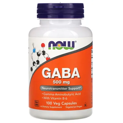 ГАМК (гамма-аміномасляна кислота) NOW GABA 500 мг вег. капсули №100
