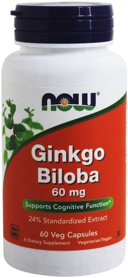 Гінкго білоба NOW Ginkgo Biloba 60 мг веганські капсули №60