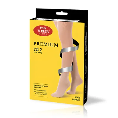 Панчохи компресійні Pani Teresa Premium CCL PT0462, клас компресії 2, закритий носок, довгі, колір темно-бежевий, розмір 5