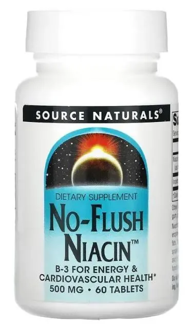 Ніацин (В3) Source Naturals No-Flush Niacin 500 мг, 60 таблеток