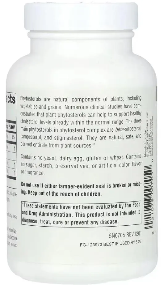 Бета ситостерол комплекс Source Naturals Beta Sitosterol 113 мг, 180 таблеток