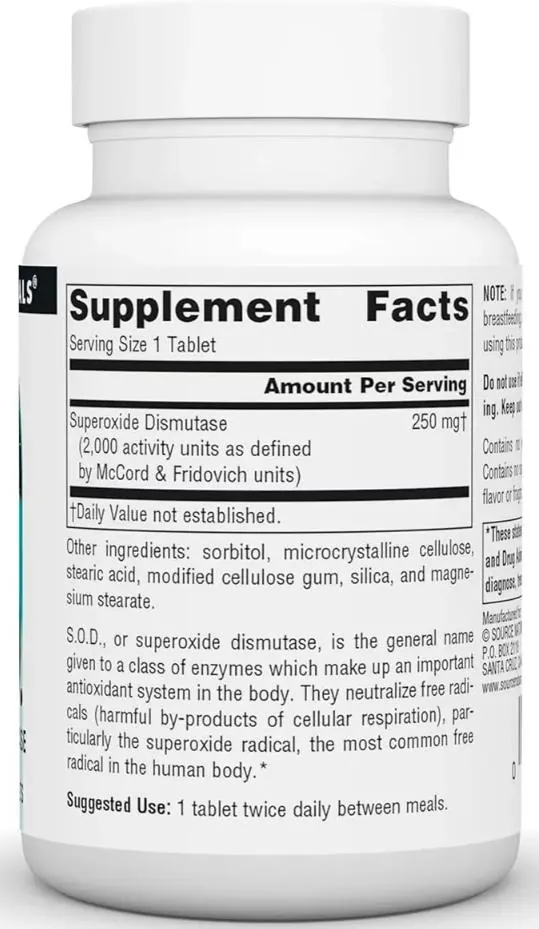 Ферменти СОД Source Naturals S.O.D. 250 мг, 90 таблеток