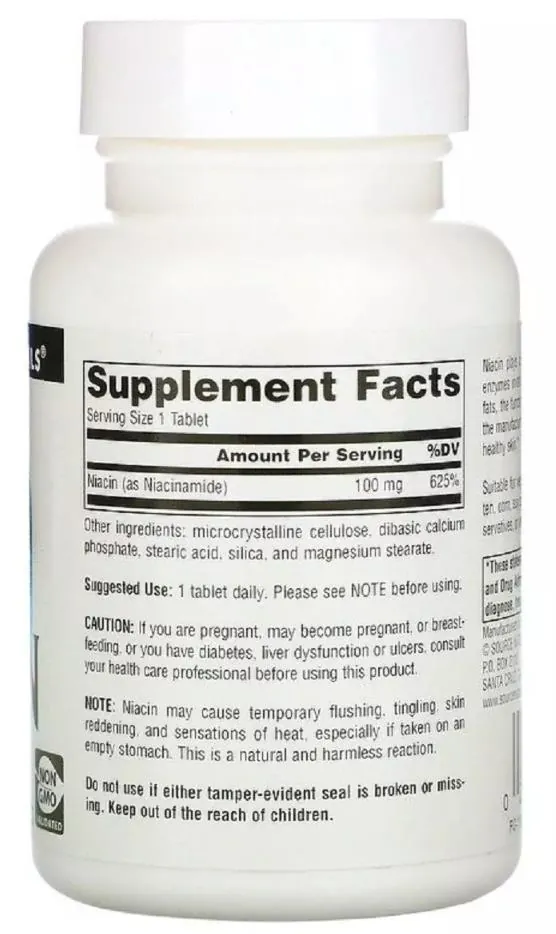 Ніацин (В3) Source Naturals Niacin В3 100 мг, 250 таблеток